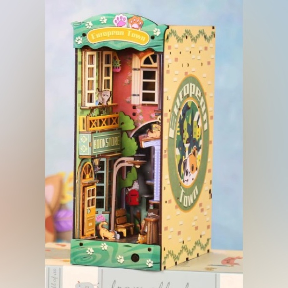 Cat Grocery Cafe Miniature 3D Wooden Puzzle Kit
